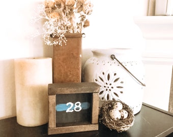 Mini Distressed Framed Thin Blue/Red Line Sign with Radio Number/ Badge Number