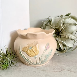 Vintage Hull Pottery Planter: Floral Poppy Vase 603, USA Made
