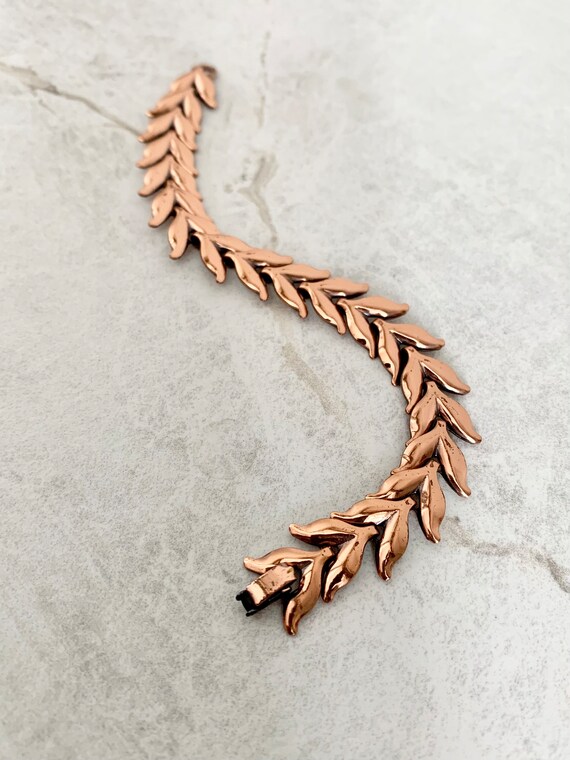 Unbranded Vintage Copper Leaf Links Bracelet, Her… - image 3