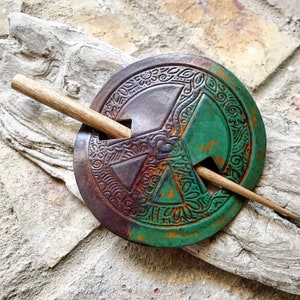 Peace Leather Hair Slide, Handmade Gifts for Her