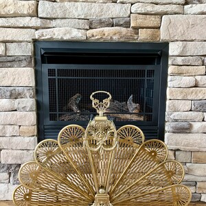 Brass Peacock Fireplace Screen 
