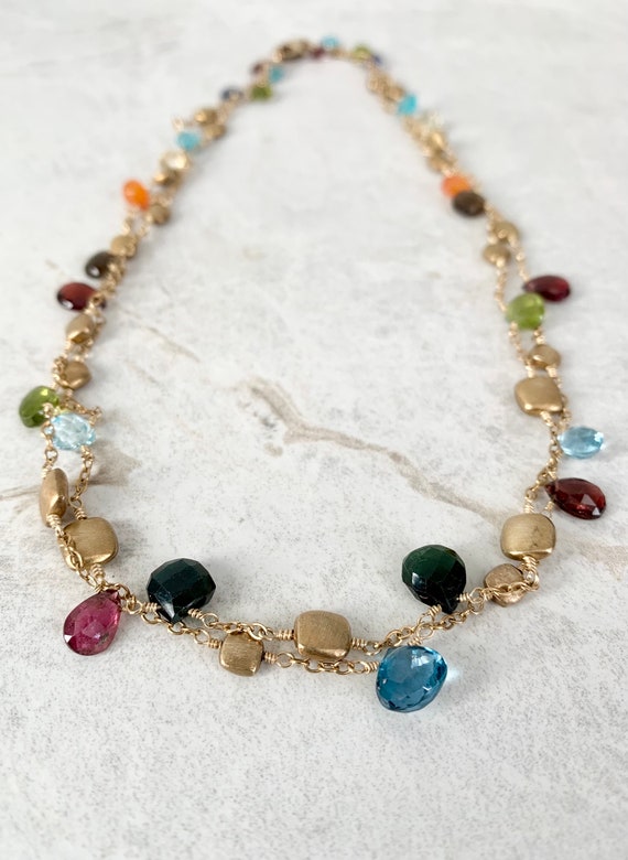 Birthstone Necklace, Gemstone Choker, Boho Statem… - image 2