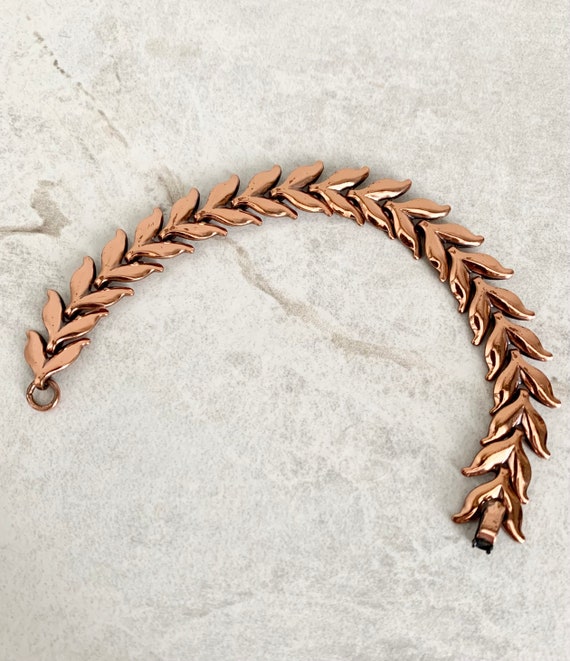 Unbranded Vintage Copper Leaf Links Bracelet, Her… - image 4