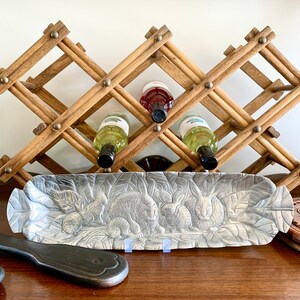 Vintage Metal Bunny Rabbit Tray: Rustic Farmhouse Serveware