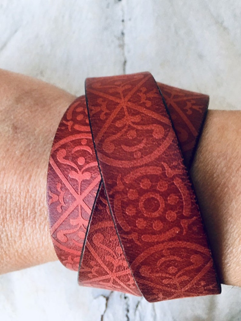 Handmade Gifts for Her Red Leather Wrap Cuff