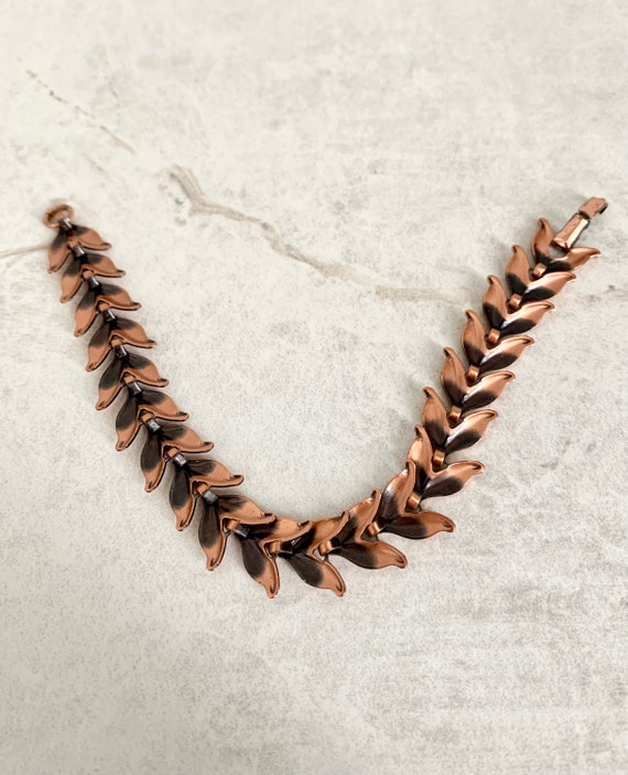 Unbranded Vintage Copper Leaf Links Bracelet, Her… - image 2