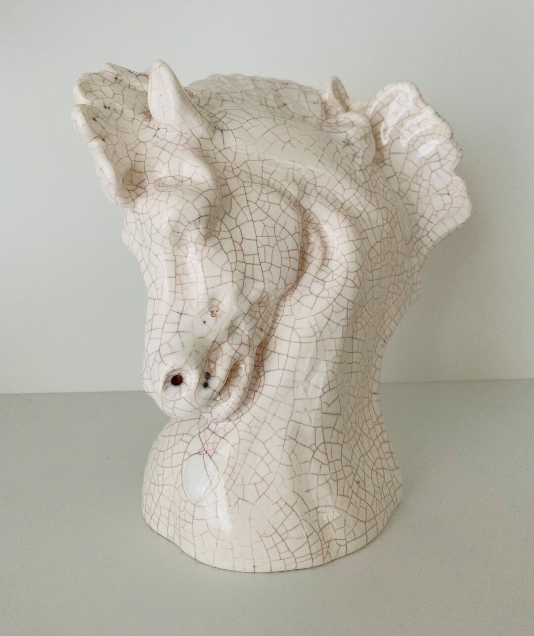 Vintage Crackle Glazed Ceramic Horse Head Bust Statue Etsy