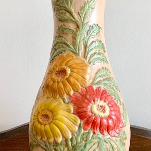 1994 Vintage Handmade Ceramic Vase, Flower Vase Hand Painted, Retro Home Decor