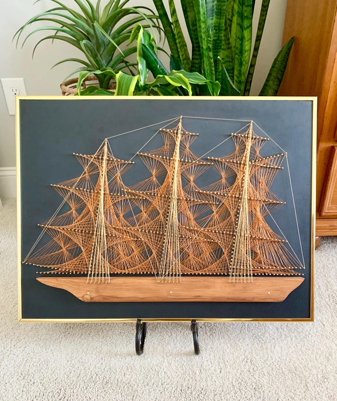 Vintage Copper String Art Sailing Ship, Framed Marine Art - Etsy