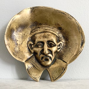 Vintage Peerage Brass Face Dish: Mid-Century Trinket Tray, Made in England