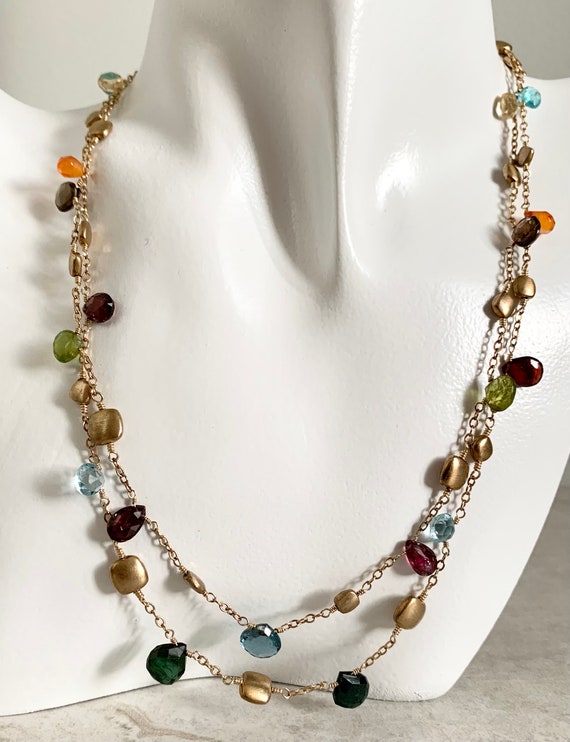 Birthstone Necklace, Gemstone Choker, Boho Statem… - image 5