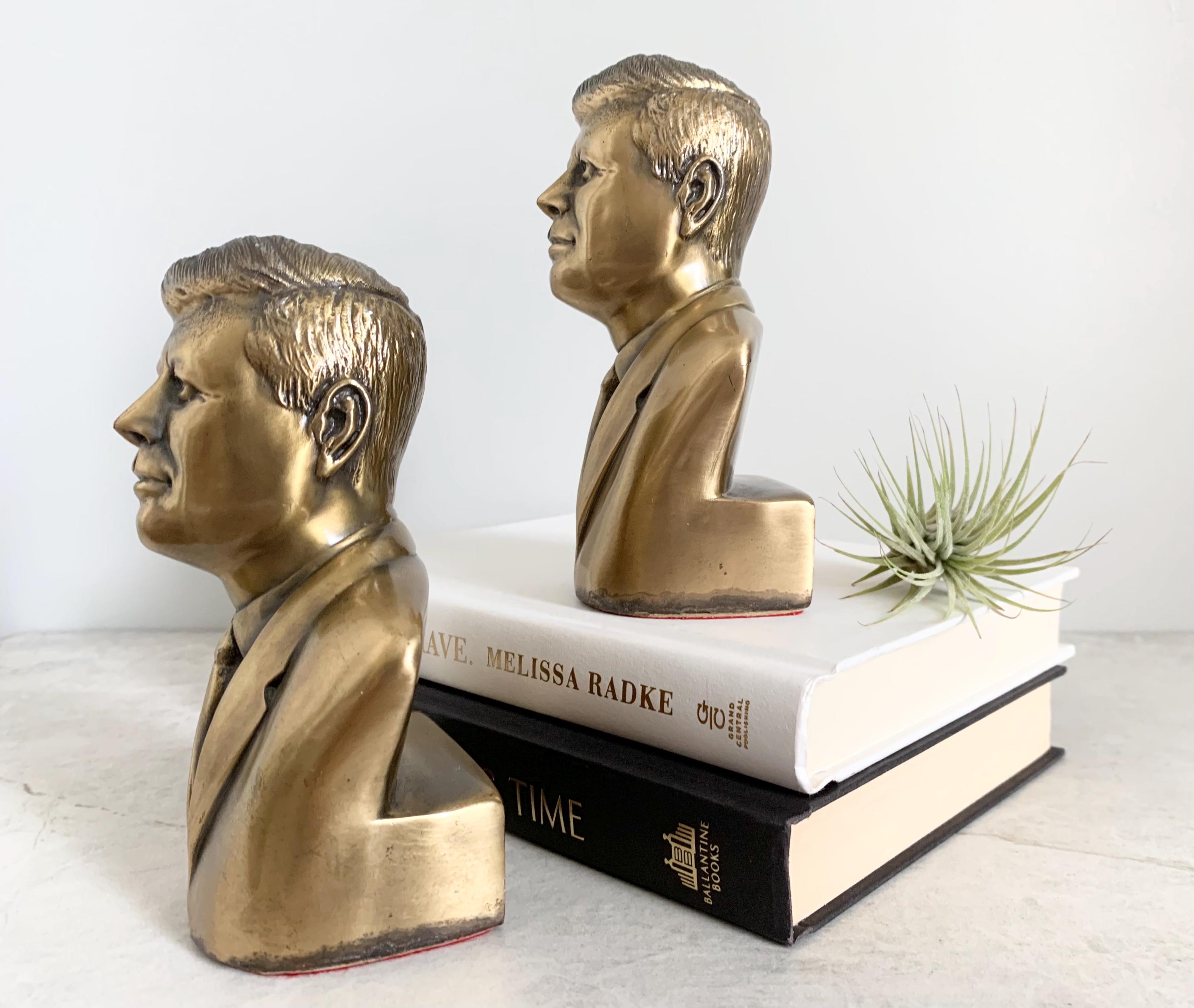 Vintage JFK Brass Bookends, Library Office Decor, Made in USA - Etsy