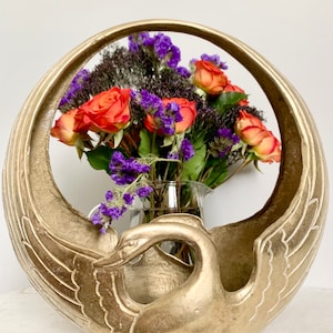 Brass Swan Planter, Hollywood Regency Swan Vase, Flower Display, Succulent Container, Collectible Vintage Brass Home Decor
