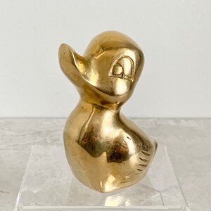 Brass Duck Figurine, Mid Century Vintage Bird Home Decor, Brass Duck Paperweight