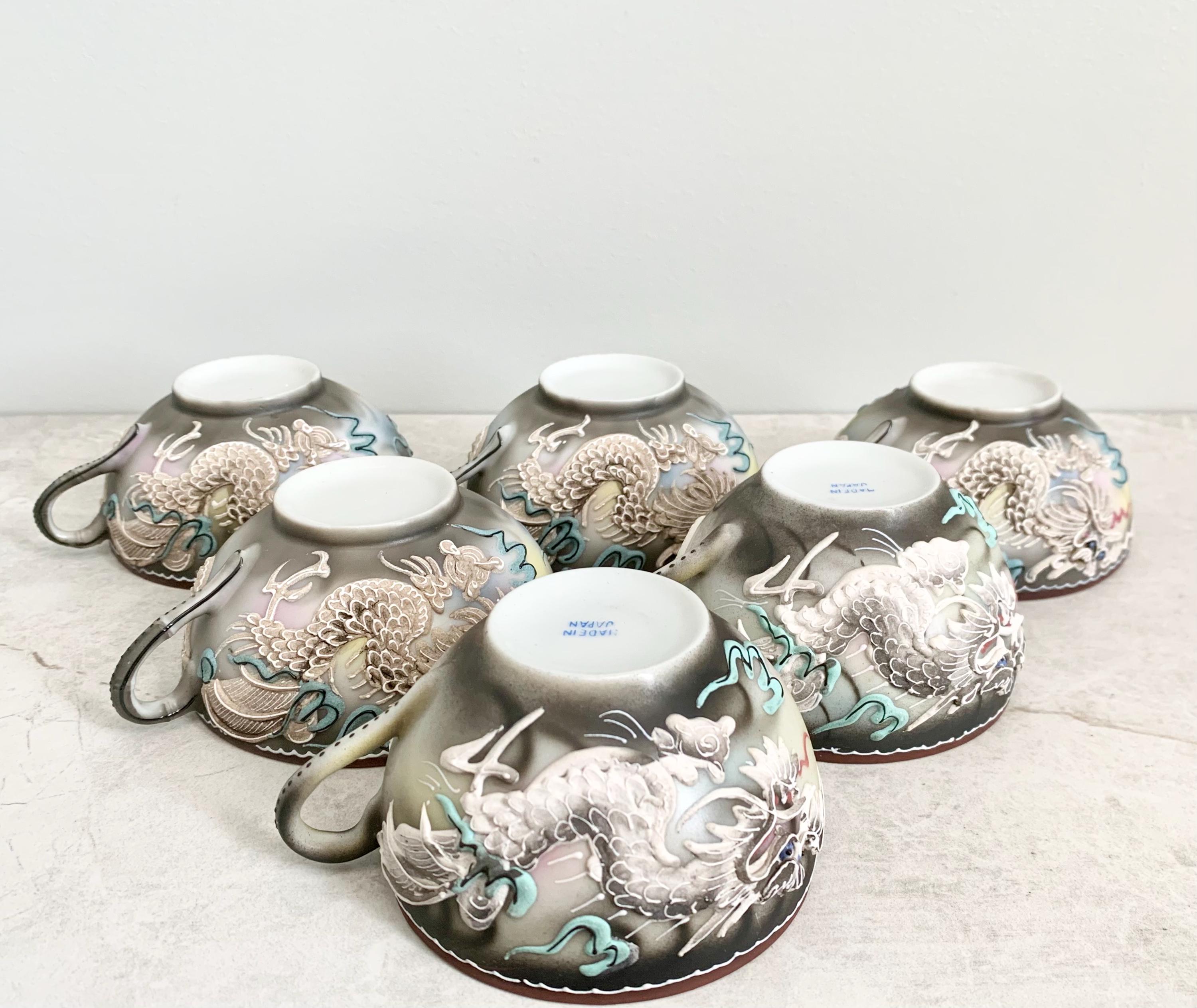 Vintage Japanese Dragonware Tea Set: Hand-painted Eclectic China