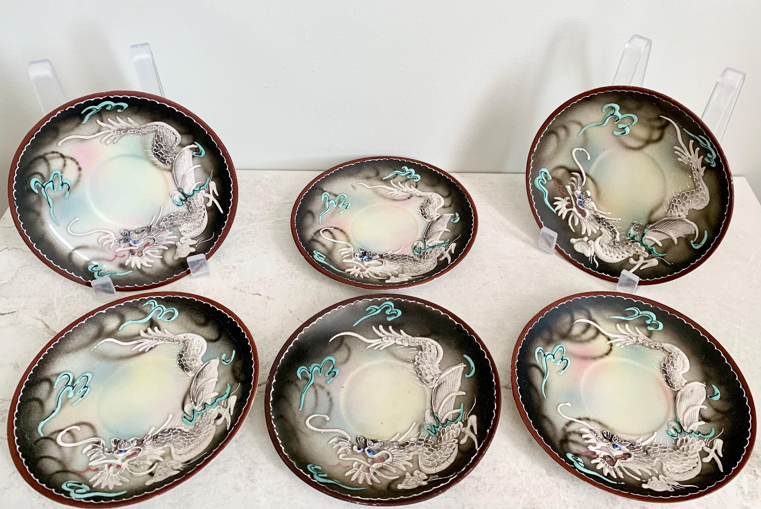 Vintage Japanese Dragonware Tea Set: Hand-painted Eclectic China