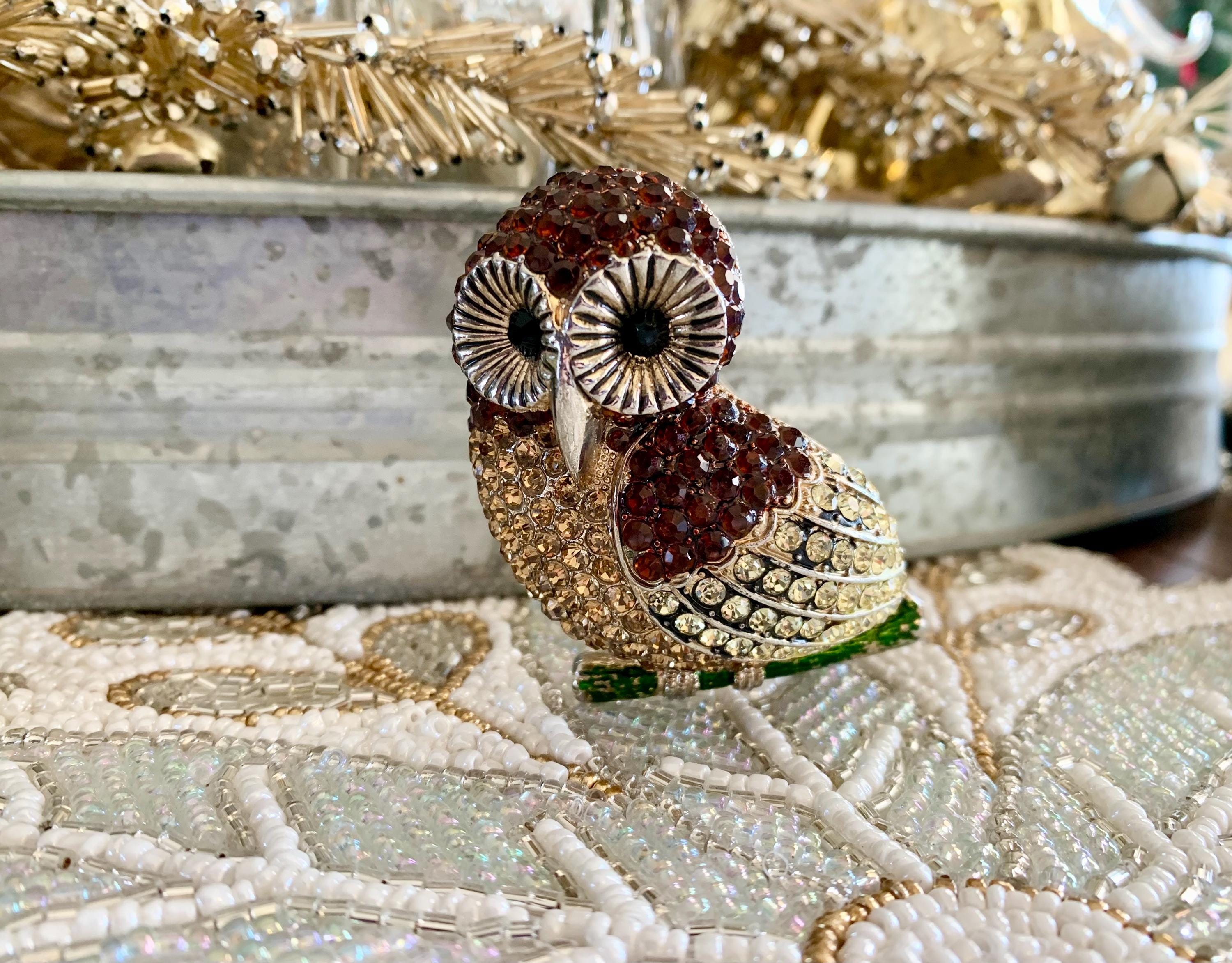 Rhinestone Hinged Owl Cuff: Boho Hoot Owl Bracelet