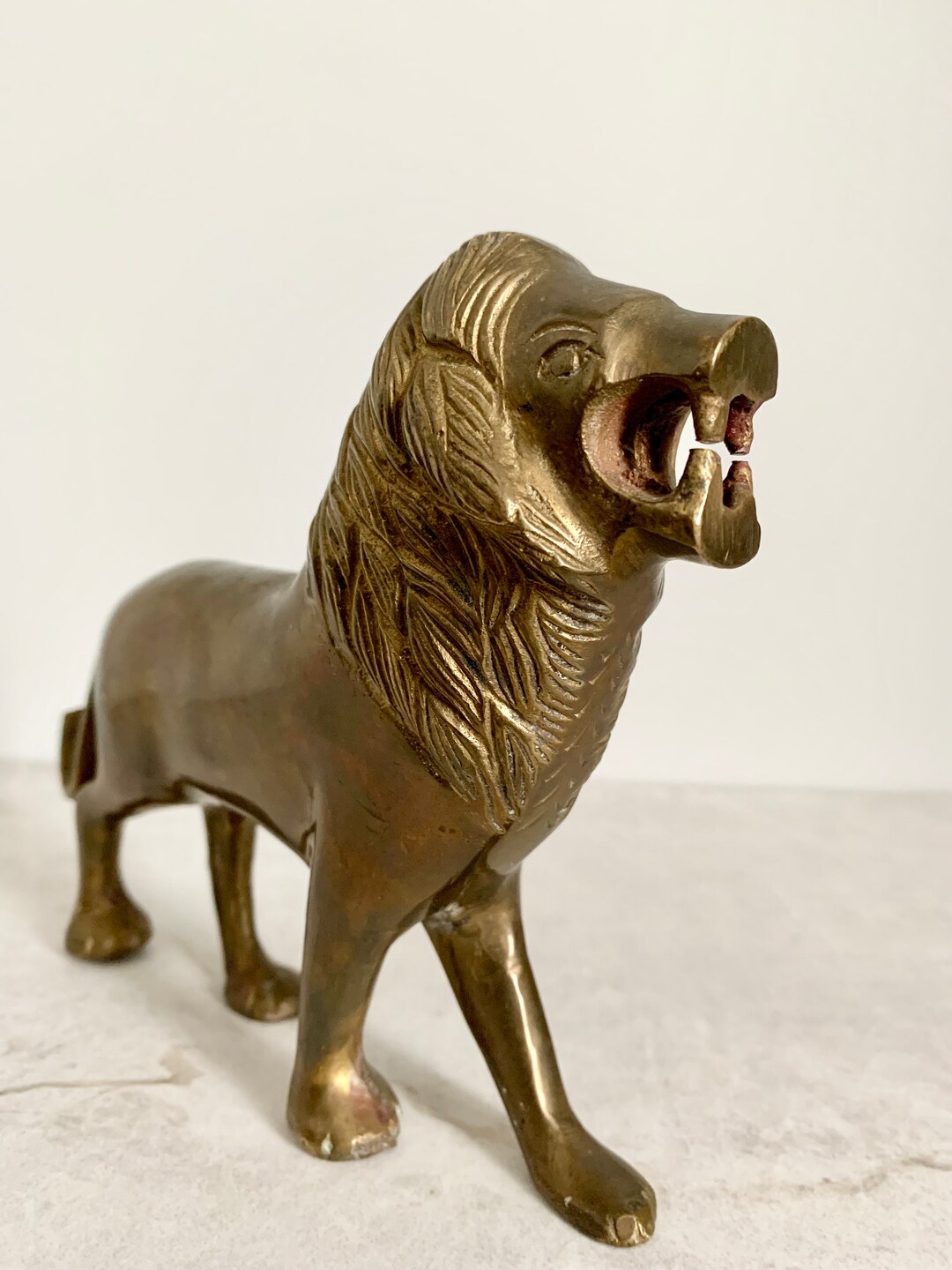 Solid Brass Lion Figurine, Large Vintage Paperweight, King of the ...