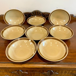Hearthside Stoneware, Mid Century Modern Stoneware Bowls, Vintage Hand Painted Made in Japan 1970