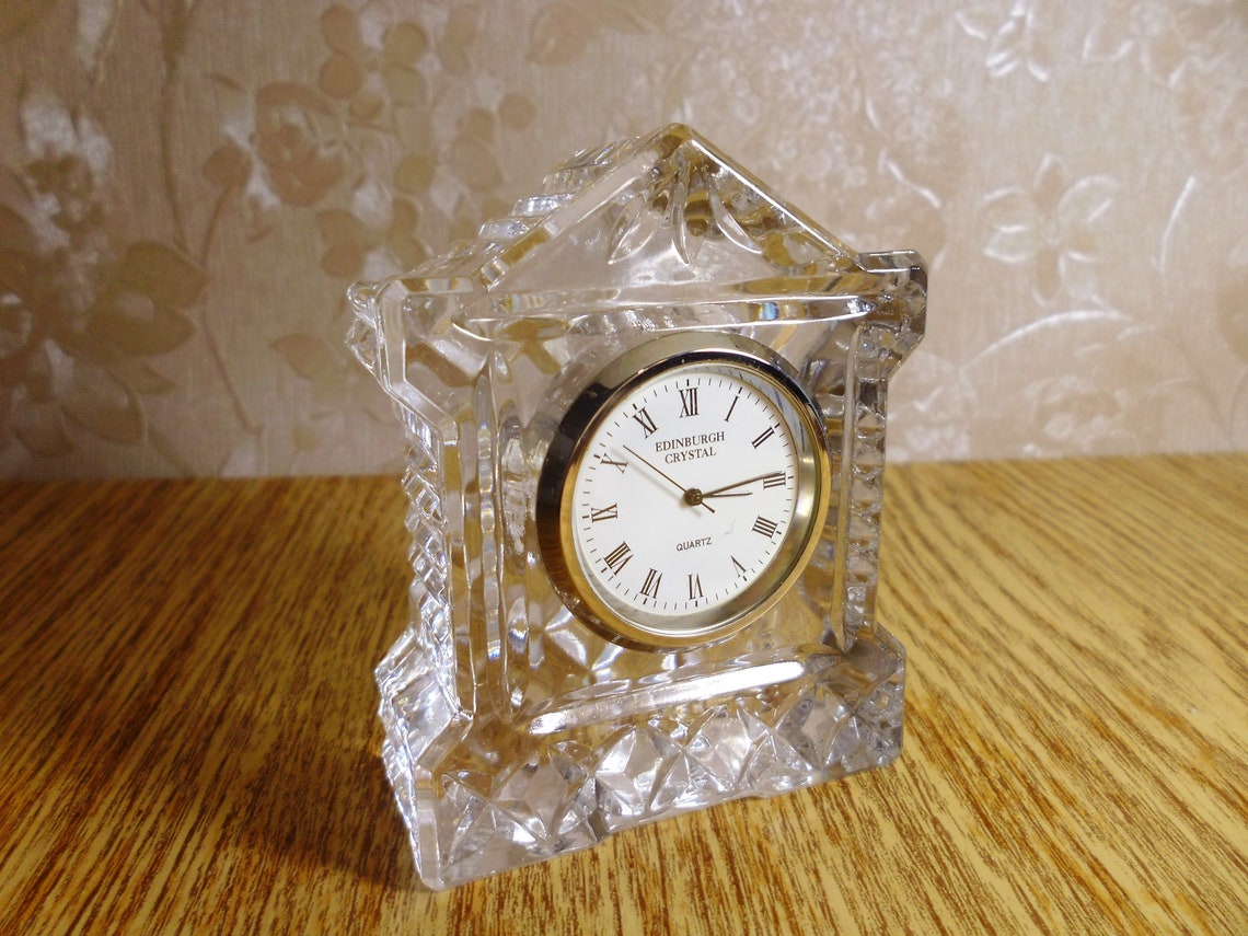 Vintage Edinburgh Crystal Temple Clock Ornament Excellent Etsy