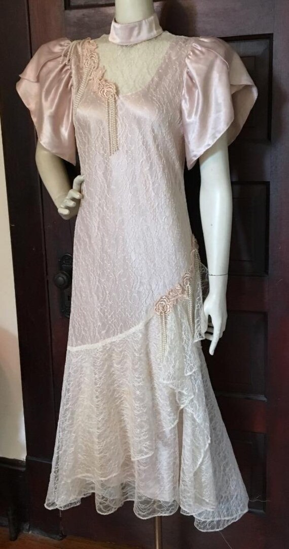 Vintage 80 S Deco Style Dress Wedding Gatsby Party Etsy
