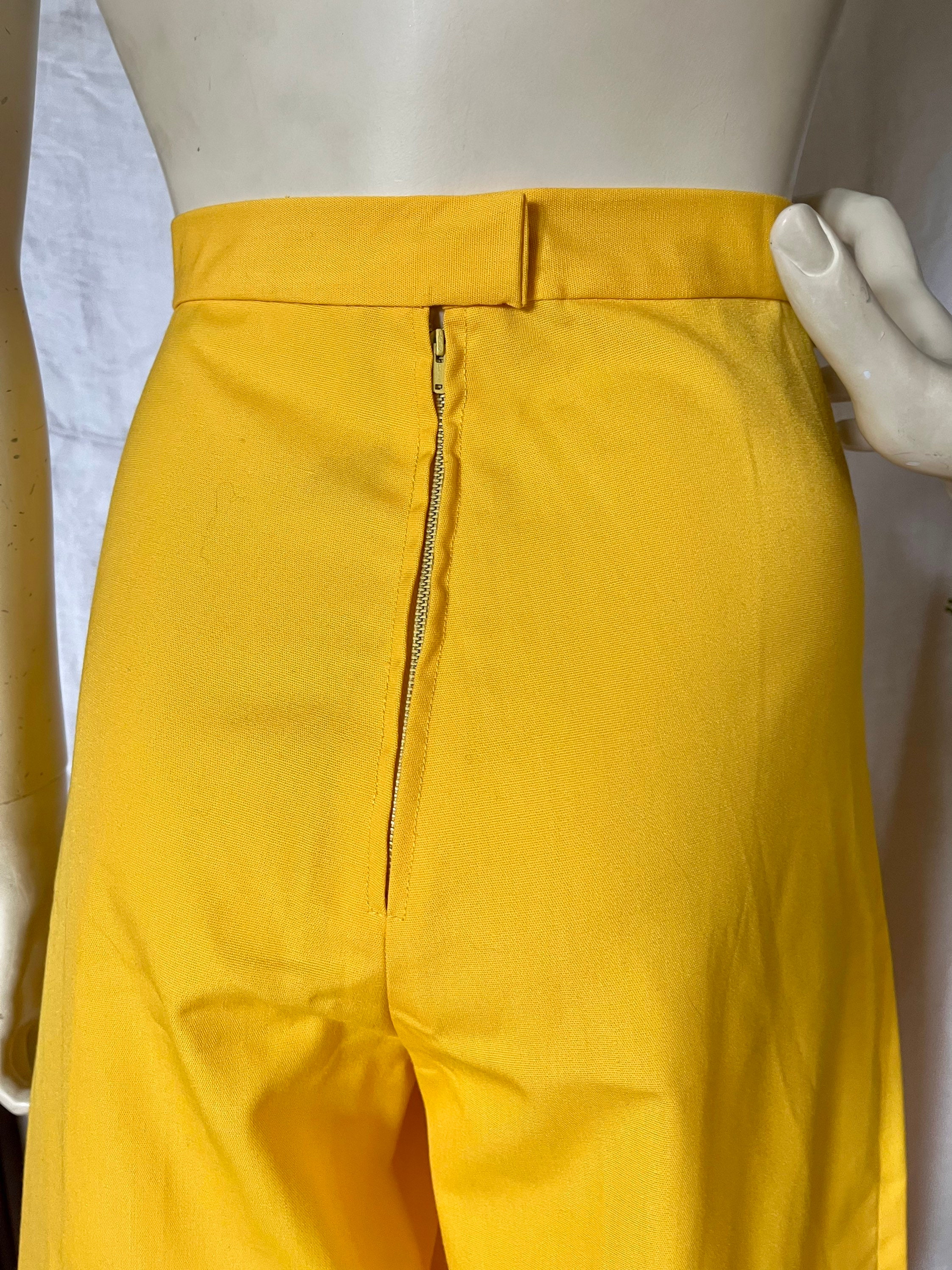 Vtg 60's 70s Elephant Bell Bottoms, Bright Yellow Slacks, Pants XXS ...