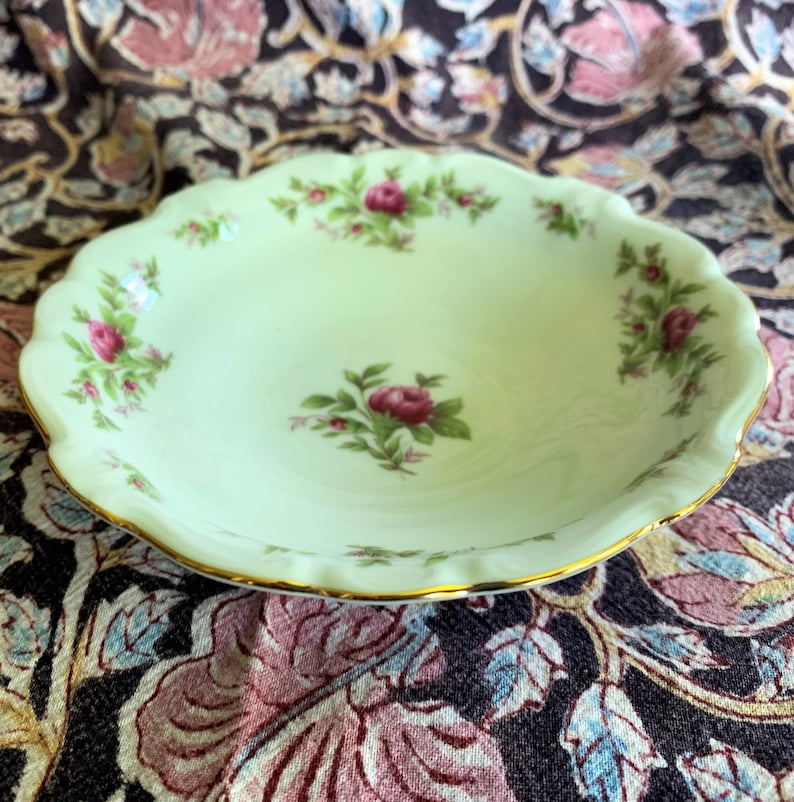Vintage Johann Haviland Bavaria Germany Moss Rose pattern 5 Individual Fruit Bowls 12 available Fine Bavarian China gold trim