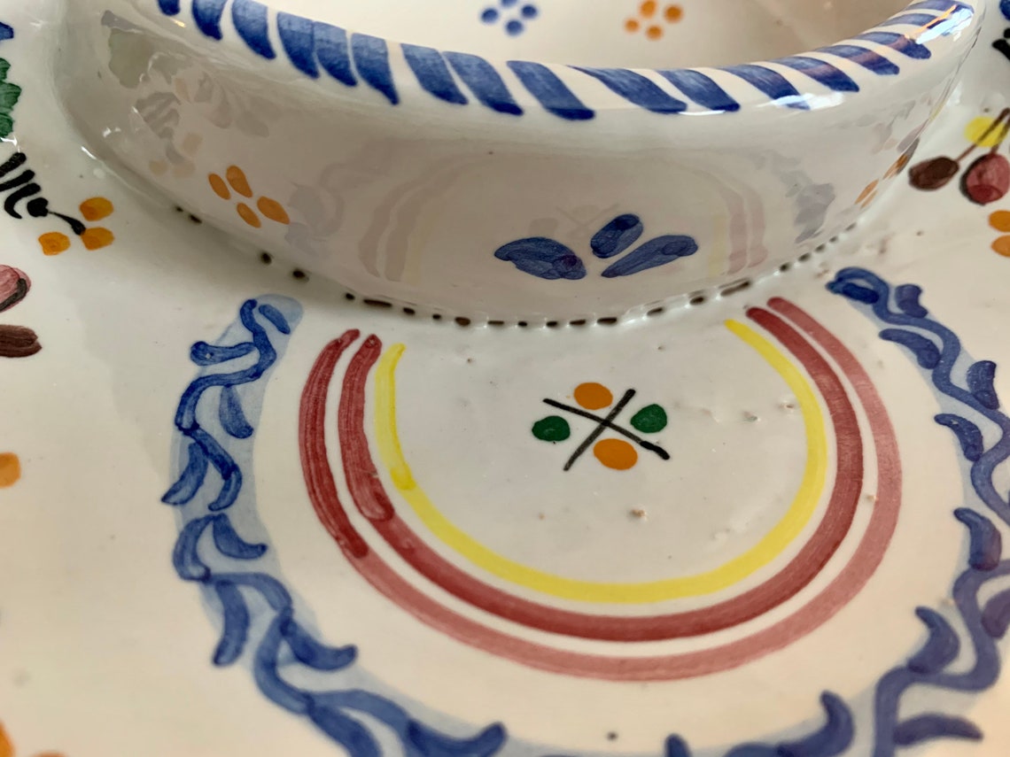 A.H. Puente signed Spanish Pottery small divided dish / tapas Etsy