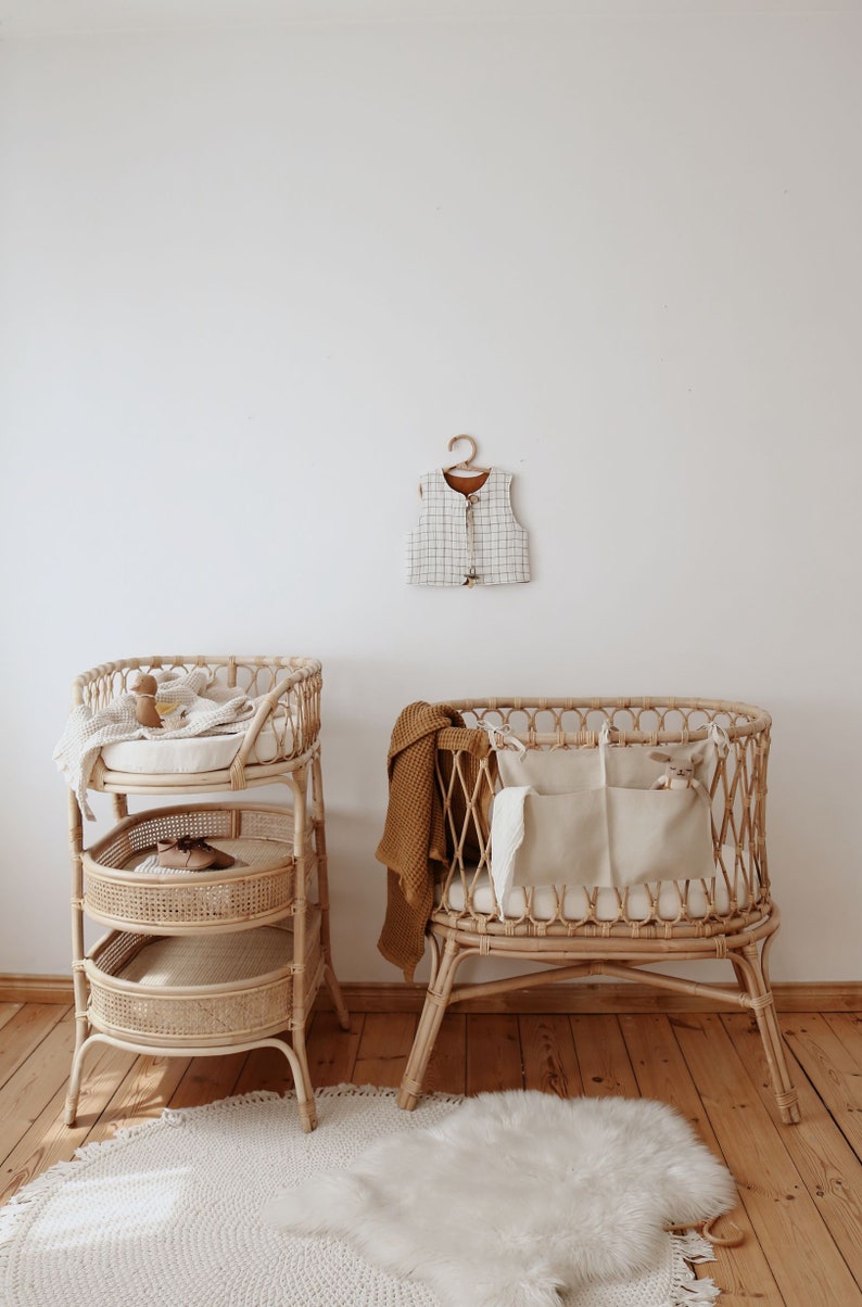 Nursery Crib Organizer in Beige Baby Pocket Organizer Linen Etsy