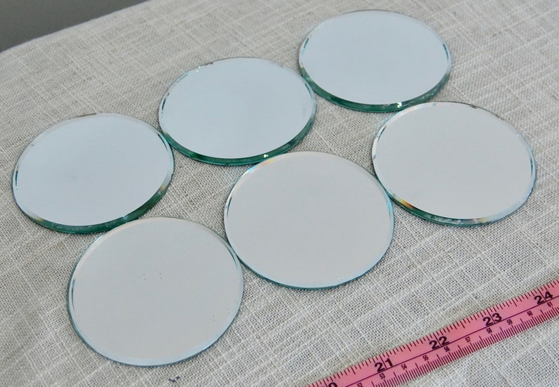 Beveled Mirrors Small Craft 3 Inch 76mm Round Lot of 6 Vintage USA Etsy