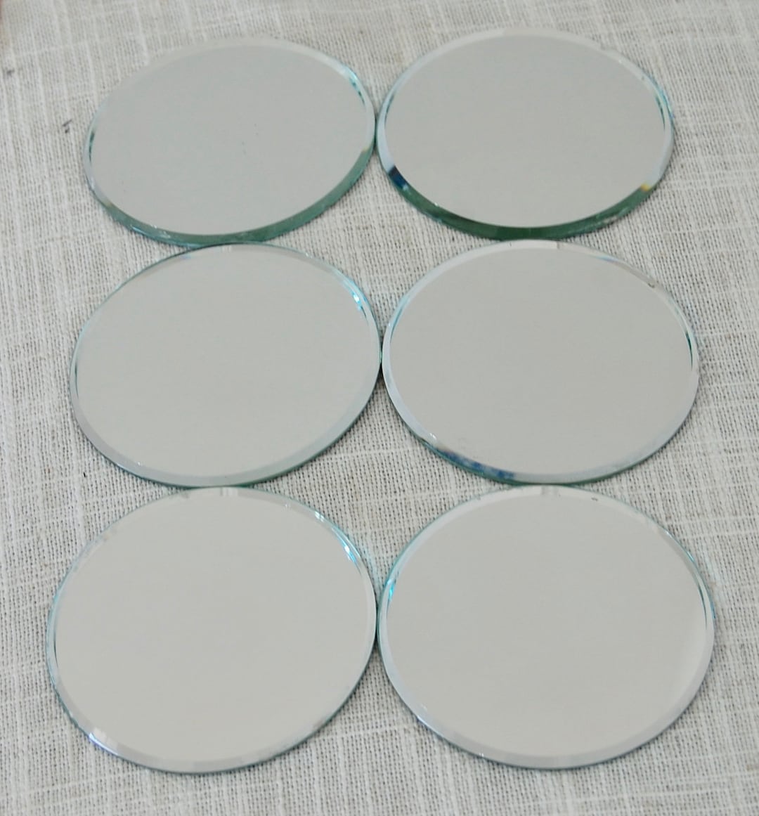 Beveled Mirrors Small Craft 3 Inch 76mm Round Lot of 6 Vintage USA Etsy