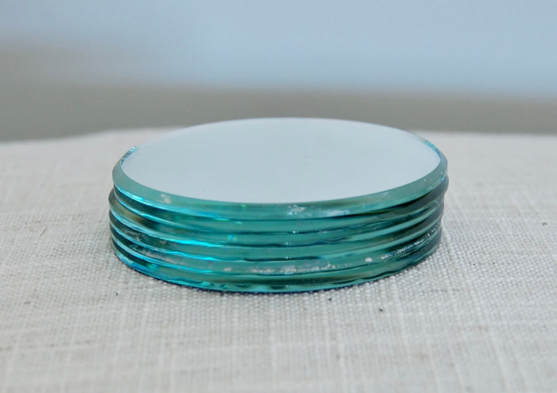 Beveled Mirrors Small Craft 3 Inch 76mm Round Lot of 6 Vintage USA Etsy