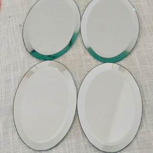 Beveled Mirrors Small Craft 3.5&quot; X 5.5&quot; 89mm X 140mm Oval Lot of 4 Vintage USA