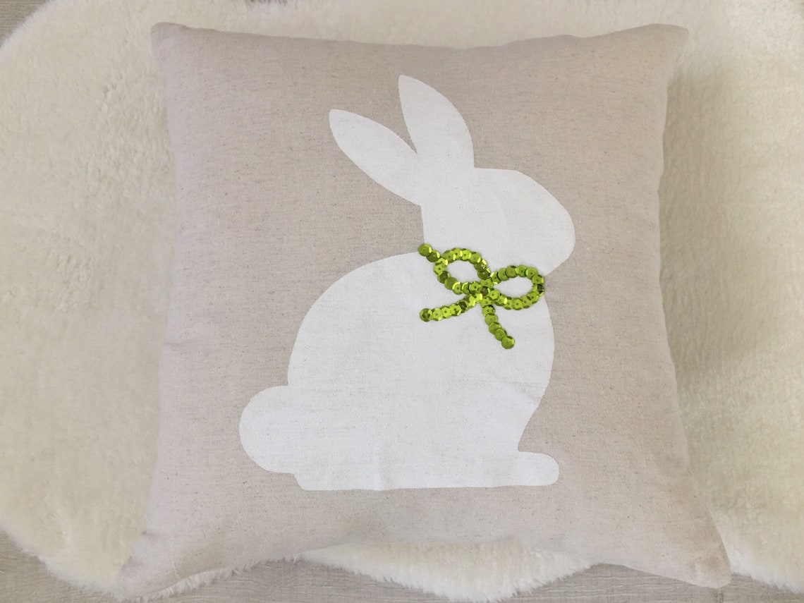 Easter Pillow Easter Bunny Pillow Cover 18 Inch Beige Etsy