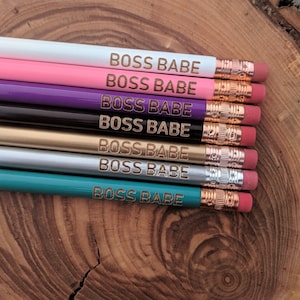 BOSS BABE | Cute Unique Pencil | Motivational Office Supplies Stocking Stuffer