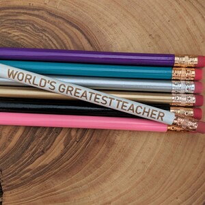World's Greatest Teacher | School Year End Gift | Cute Unique Pencil | School Office Supplies Stocking Stuffer