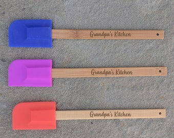 Grandpa's Kitchen | Personalized Baking Silicone Spatula with Bamboo Handle | Unique Cooking Custom Gift