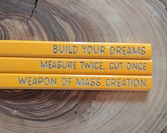 Motivational Custom Carpenters Pencils | Carpenters Construction Plumbers Tradesman Pencils | Unique Graduation Gift Stocking Stuffer him