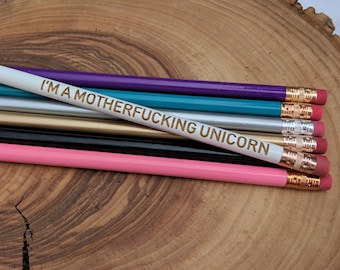 I'm A Motherfucking Unicorn | Funny Swearing Unique Pencil | Motivational Office Supplies Stocking Stuffer