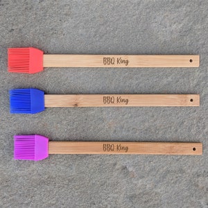 BBQ King | Barbeque Baster Sauce Silicone Brush with Bamboo Handle | Unique Funny Custom Gift For Him