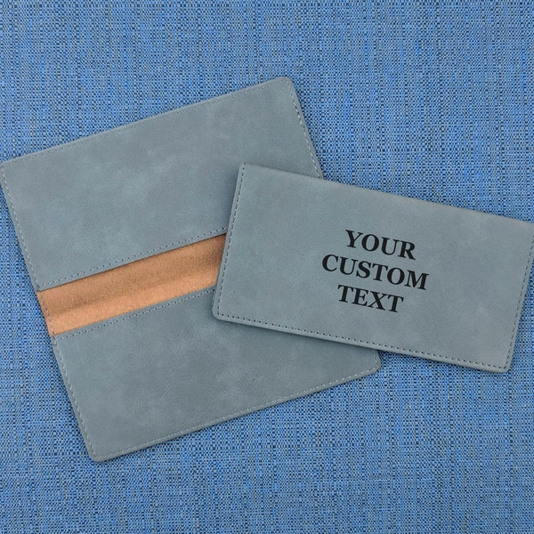 Checkbook Cover | Custom Text Gray Faux Leather | Unique Personalized Gift