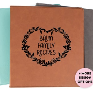 Personalized Recipe Book Binder Faux Leather | Meal Planning Planner Recipe Notebook | Unique Wedding Gift Bridal Shower Gift Gifts For Her
