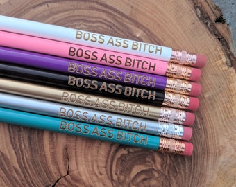 BOSS ASS BITCH | Cute Unique Pencil | Motivational Office Supplies Stocking Stuffer