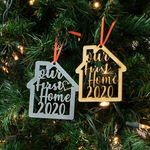 First Christmas In Our New Home 2023 Custom Wood Laser Cut Ornament | Unique Ready To Ship Gift Housewarming Gifts