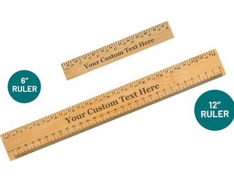 Custom Text Personalized 6" or 12" Bamboo Ruler | Unique Teachers Gift School Gifts Business Rulers