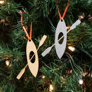 Kayak Metal or Wood Ornament | Kayaking Ornaments | Unique Christmas Adventure Lake River Gift | Ready To Ship Gift