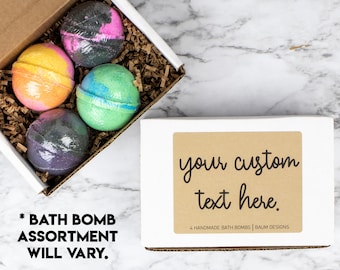 Personalized Your Custom Text Bath Bomb 4pc Set | Handmade Bath Gift Set | Unique Funny Mother's Day Gift