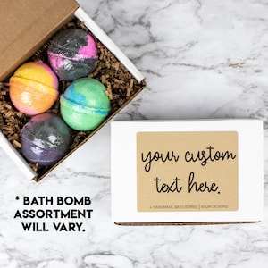 Personalized Your Custom Text Bath Bomb 4pc Set | Handmade Bath Gift Set | Unique Funny Mother&#39;s Day Gift