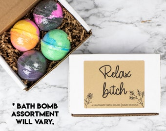 Relax Bitch Bath Bomb 4pc Set | Handmade Bath Gift Set | Unique Funny Mother's Day Gift