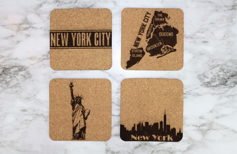 New York Themed Cork Coasters - Thumbnail 2